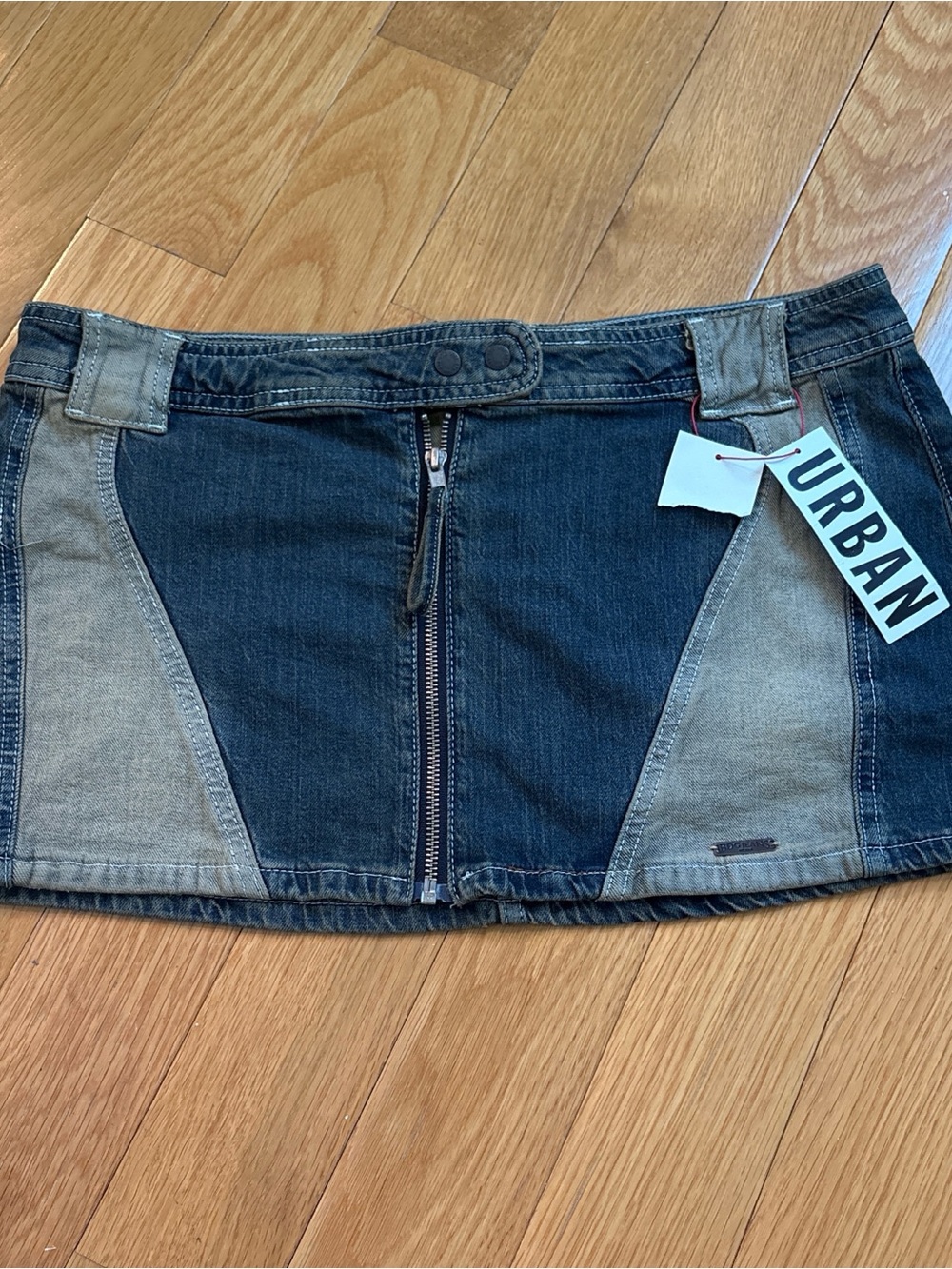 Urban Outfitters Two-Tone Denim Mini Skirt - Dark Blue & Light Blue